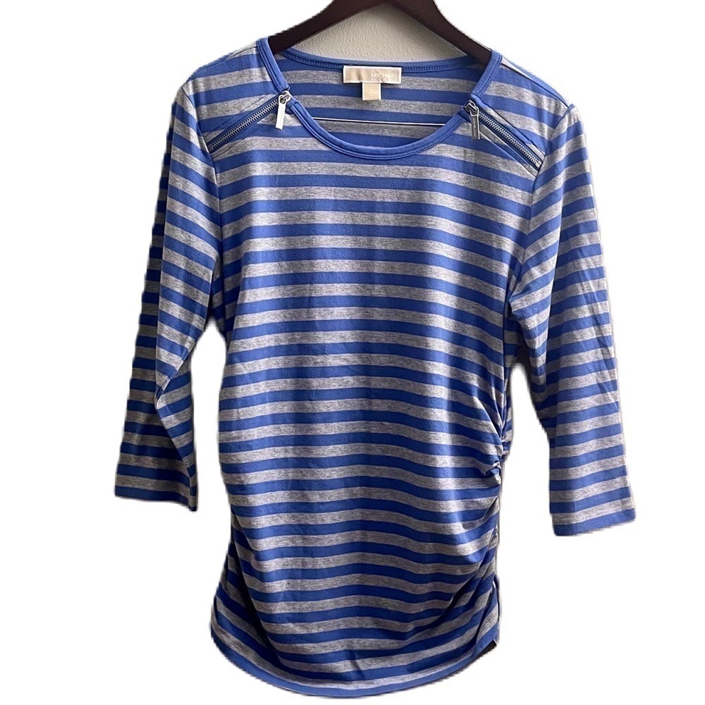 Michael by Michael Kors - Gray and Blue stripped long sleeve top - Large